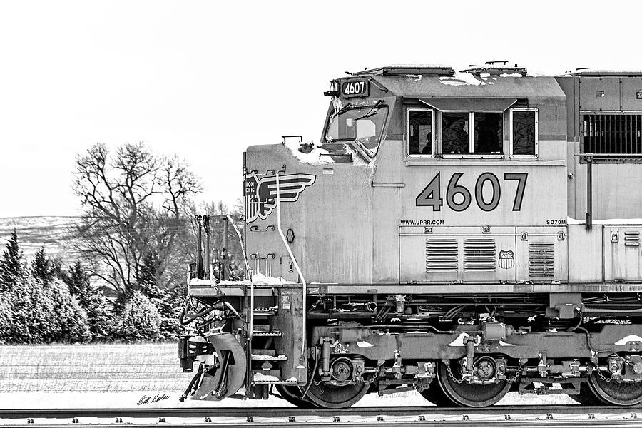UP 4607 - Cab Shot - Black-and-White Photograph by Bill Kesler