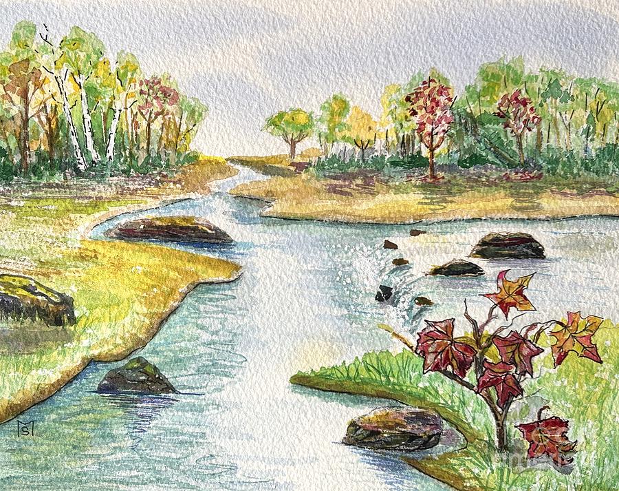 Up A Lazy River Painting by Monika Shepherdson