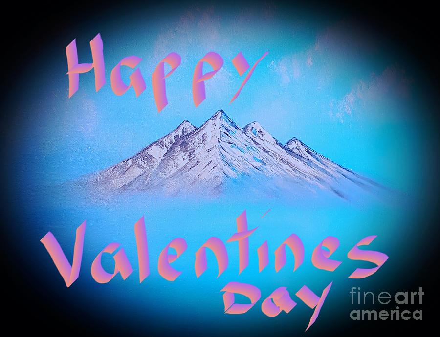 Valentines Day Painting - Up above so high special blue happy Valentines  by Angela Whitehouse