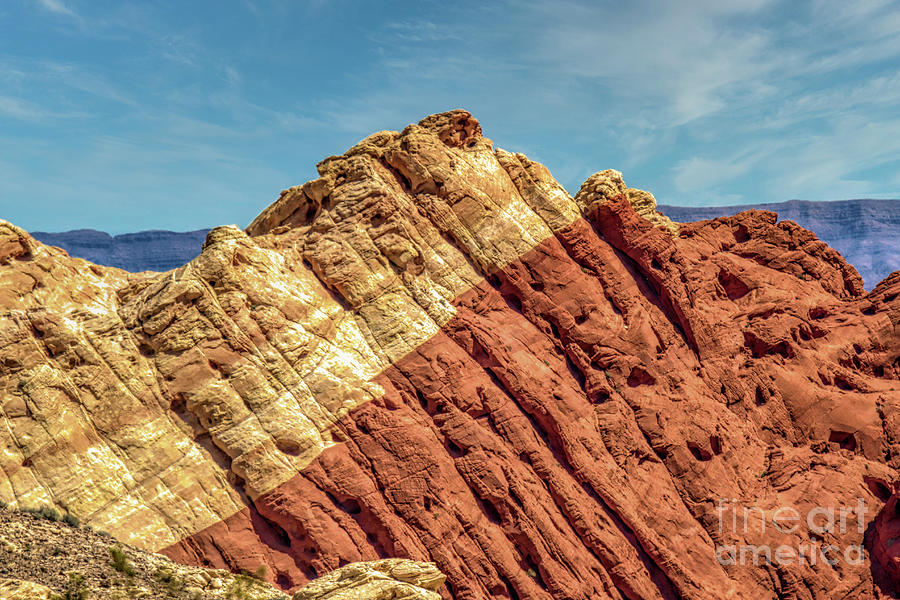 Nature Photograph - Up Close Aztec Stone Rock Valley of Fire Levels of Colors  by Chuck Kuhn