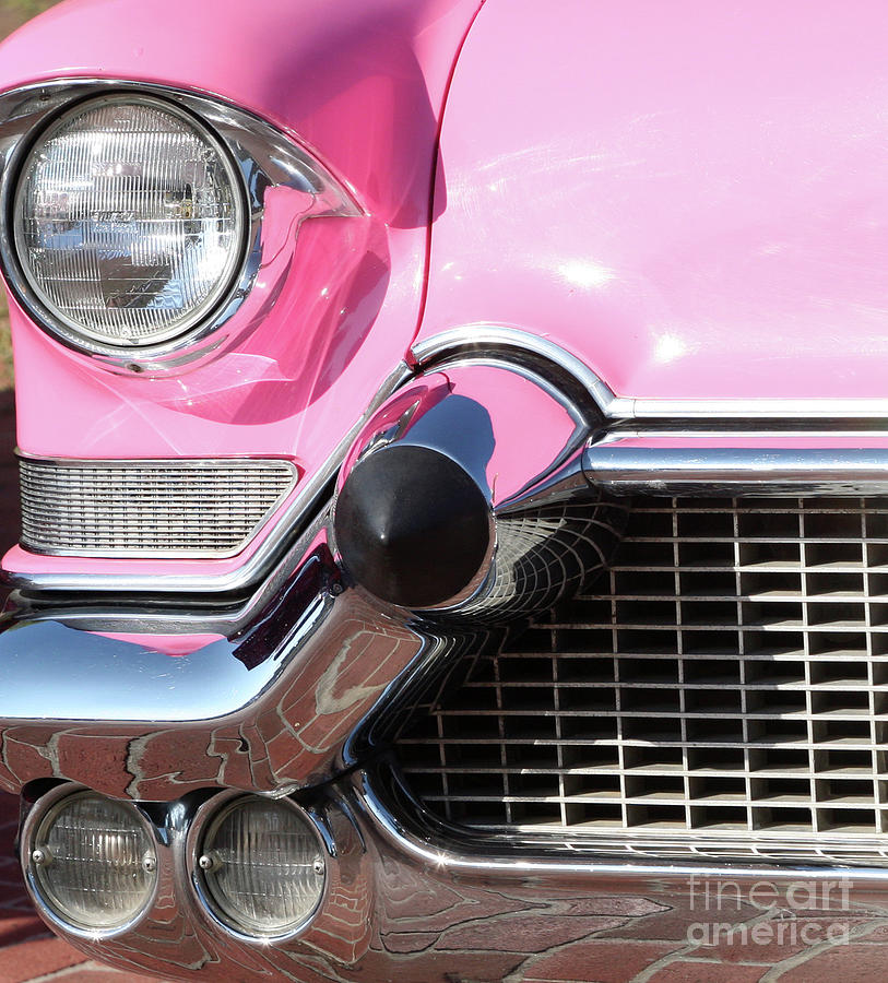 Inspirational Photograph - Up Close Pink Cadillac Front Grille  by Chuck Kuhn