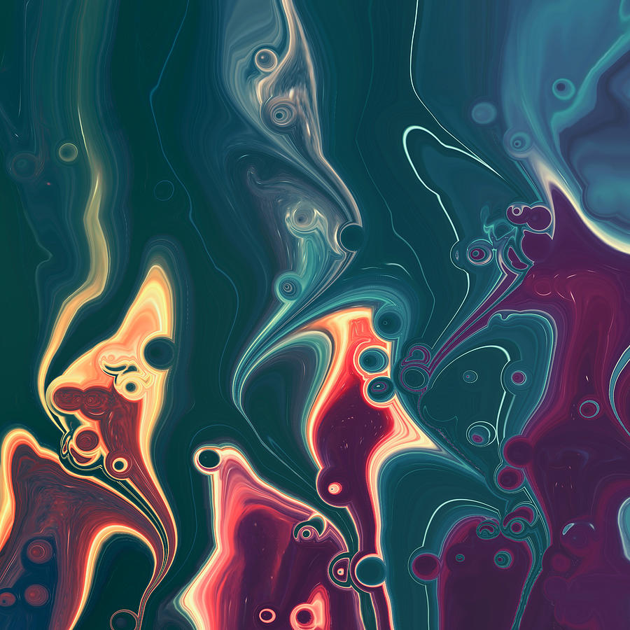 Up In Flames, abstract pour colors Digital Art by Jirka Svetlik