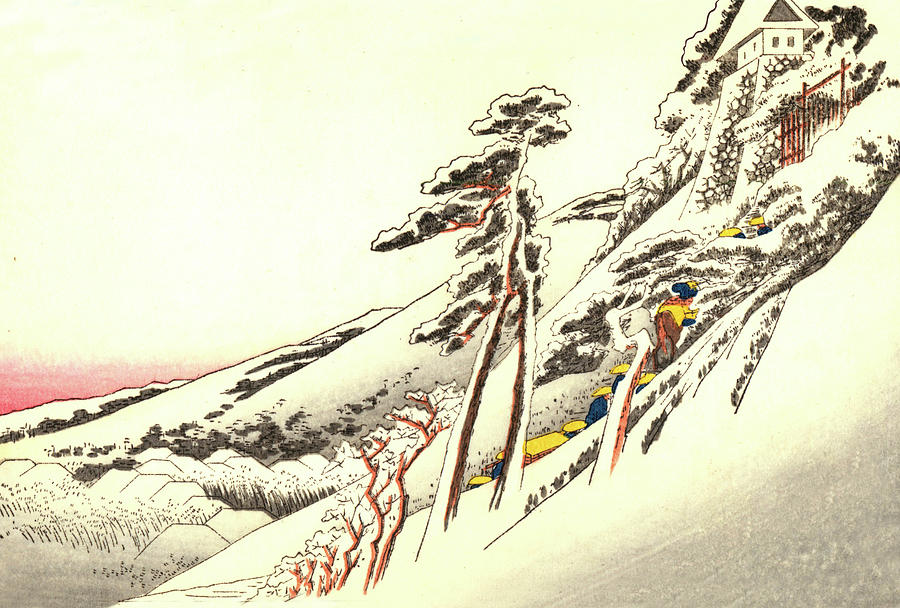 Up on a Winter Hill, Japanese Art Digital Art by Long Shot