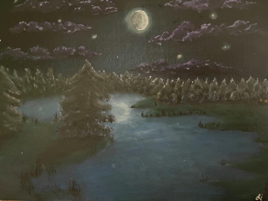 UP-per Moon Painting by Lisa White