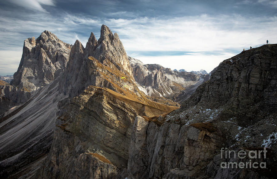 Mountain Photograph - Up Up and Away - Paragliding the Dolomites by Matt Tilghman