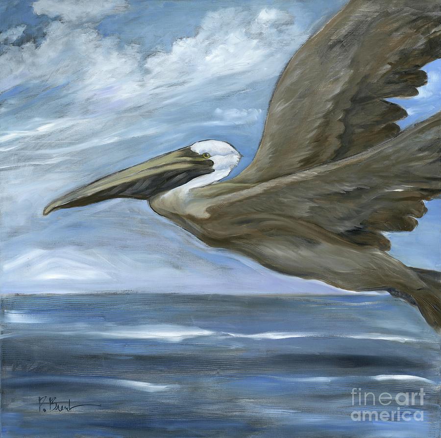 Pelican Painting - Updraft Pelican by Paul Brent
