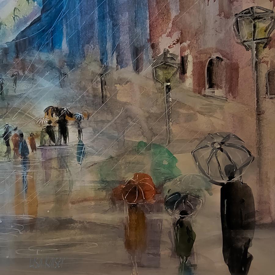 Uphill In The Rain Painting
