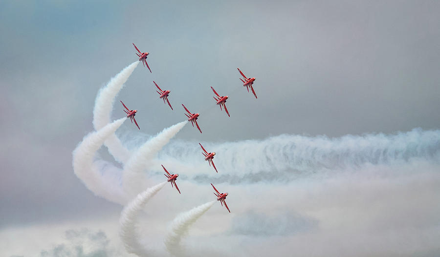 Red Arrows in Concorde Formation Photograph by Gordon James