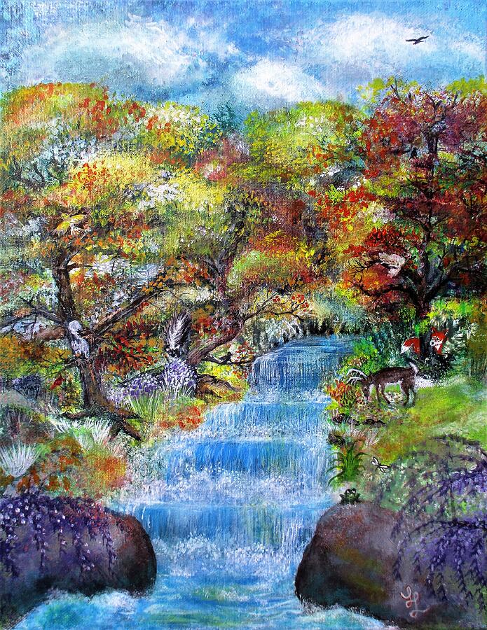 Whimsical Waterfalls Painting by Lynn Raizel Lane