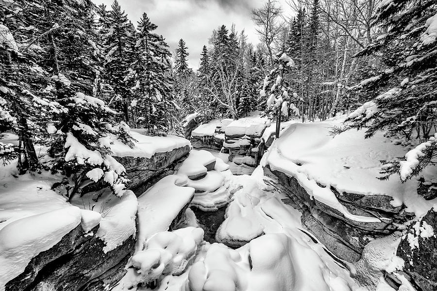 Upper Ammonoosuc Falls, Winter Snow. Photograph by Jeff Sinon