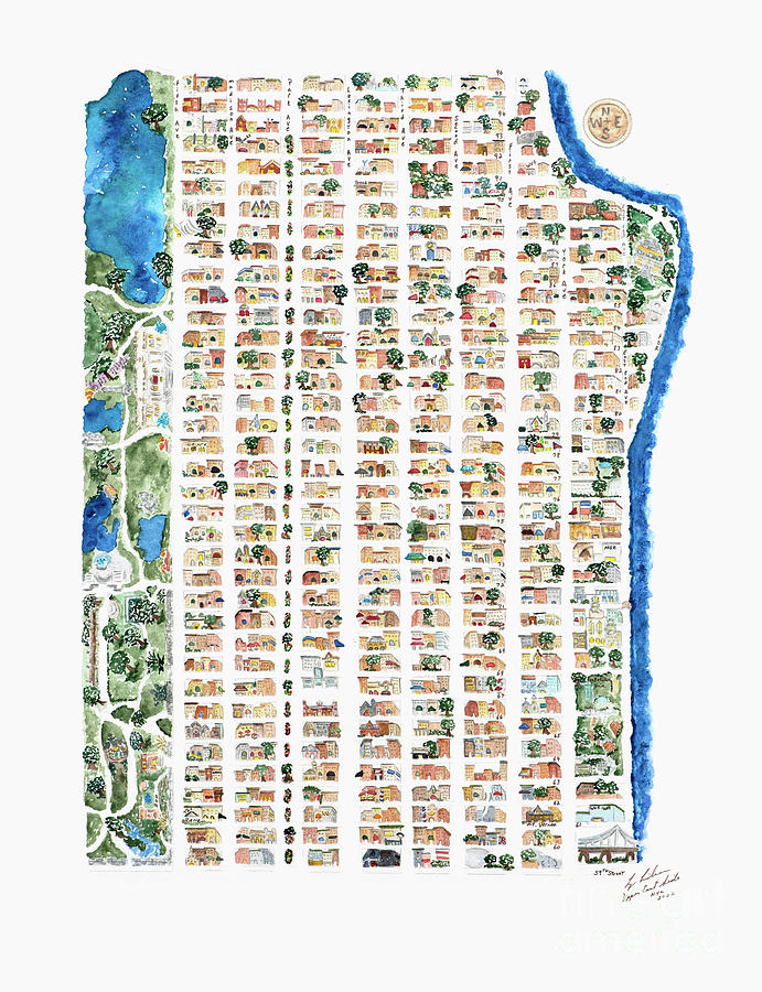 Upper East Side Map Painting by Afinelyne