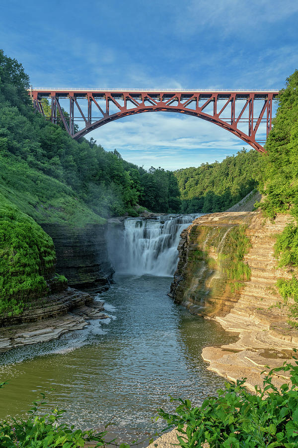 Upper Falls Arched Bridge At Letchworth State Pa Photograph by Jim Vallee