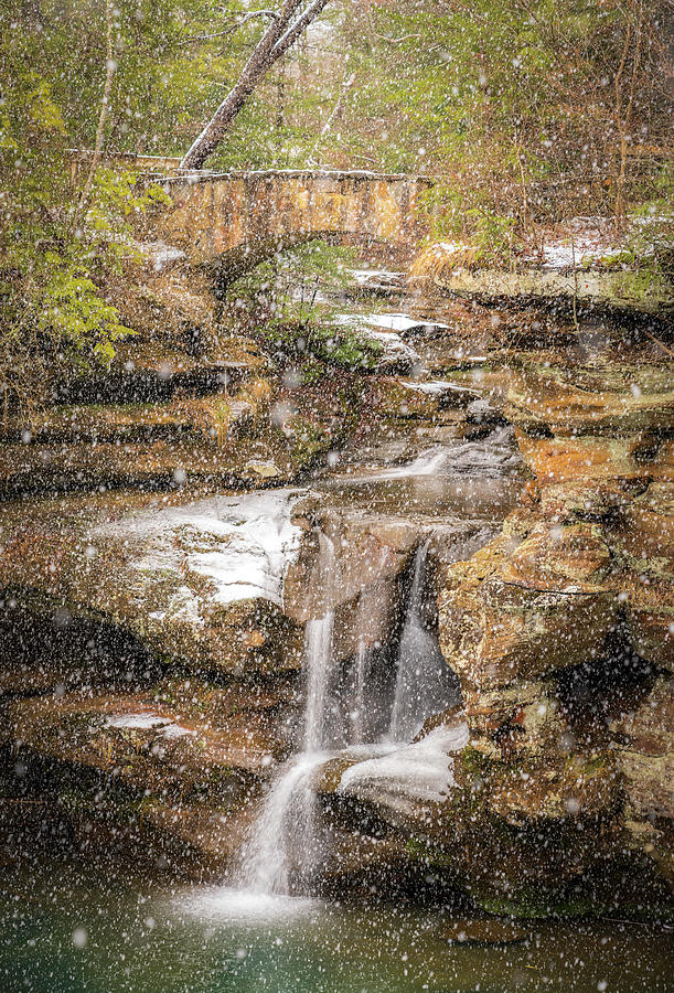 Upper Falls, snow Photograph by Arthur Oleary