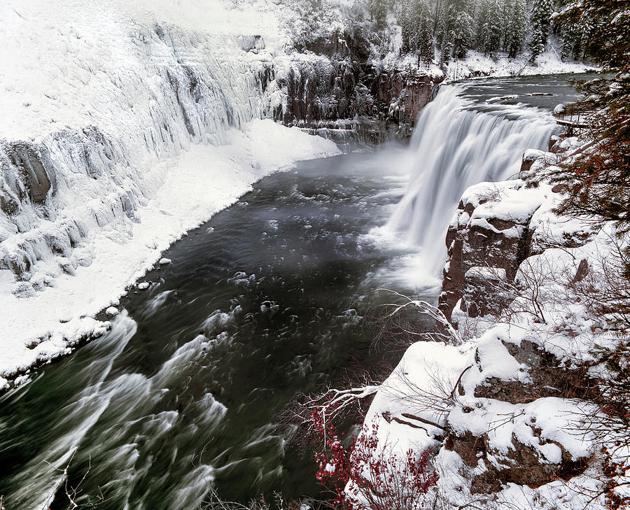 Upper Mesa Falls Winter 4x5 film Photograph by Leland D Howard