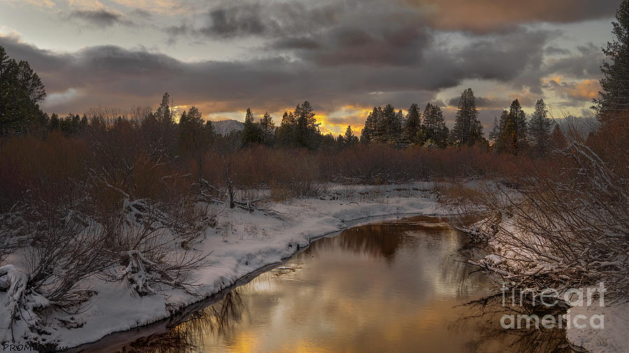 Landscape Photograph - Upper Truckee River sunset after the storm, El Dorado National Forest, California, U. S. A. by PROMedias US
