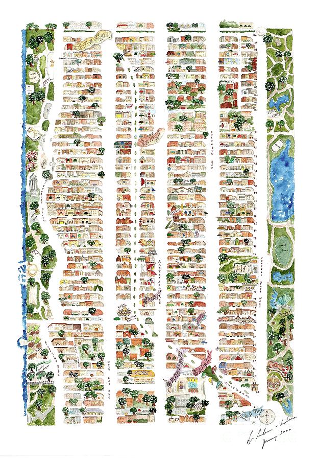 Upper West Side Map Painting by Afinelyne