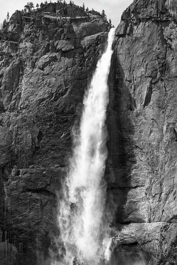 Upper Yosemite Falls Monochrome A Close Up Photograph by Joseph S Giacalone