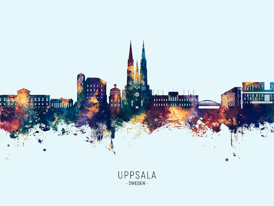 Uppsala Sweden Skyline #03 Digital Art by Michael Tompsett
