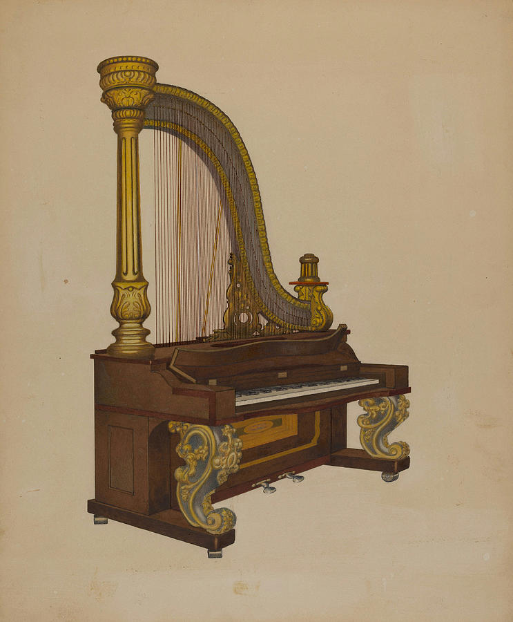 Upright Harp Piano Drawing by William High - Fine Art America