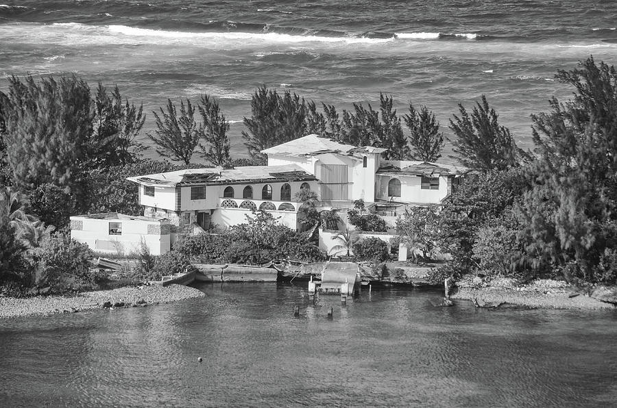 Upscale Fixer Upper Estate in Paradise Hog Island Nassau Bahamas Black and White Photograph by Shawn OBrien