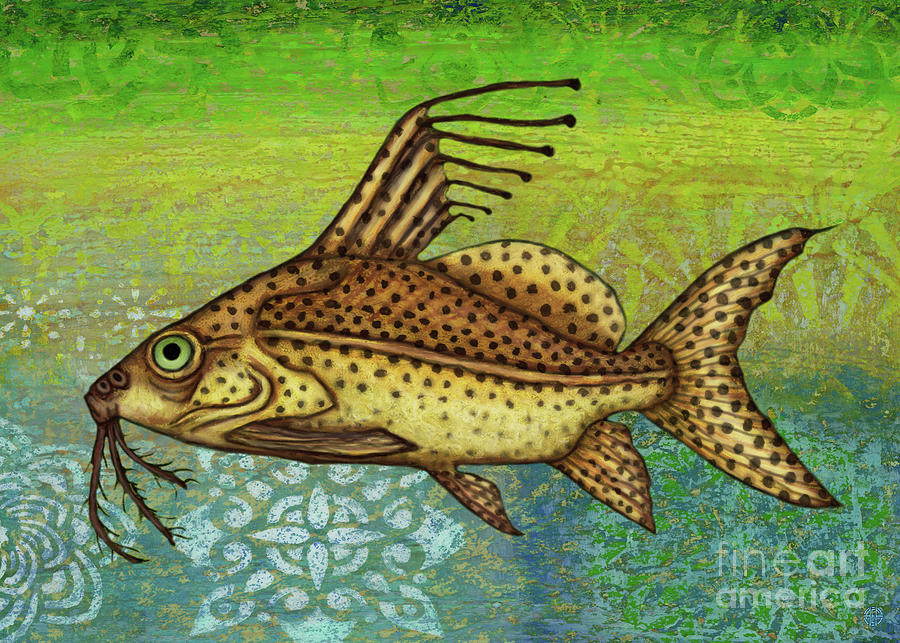 Upsidedown Catfish Waterscape Painting by Amy E Fraser