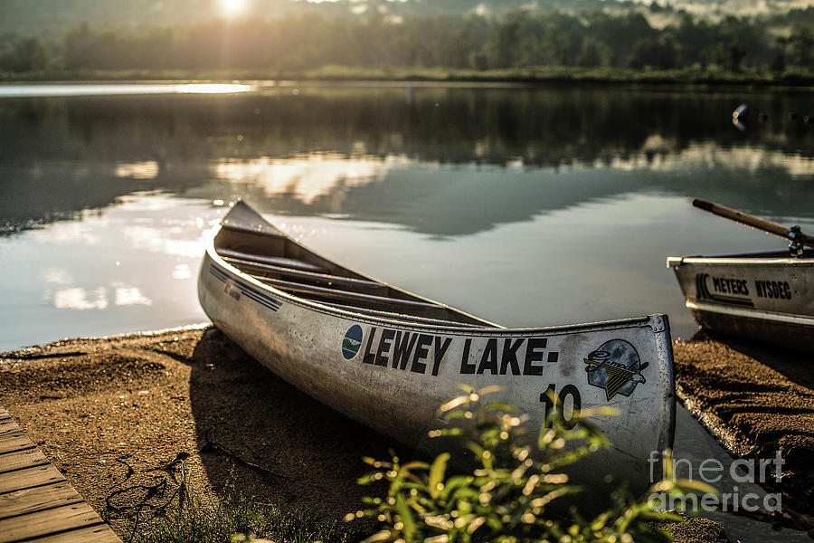 Sunset Photograph - Lewey Lake Canoe by Jessica Brown