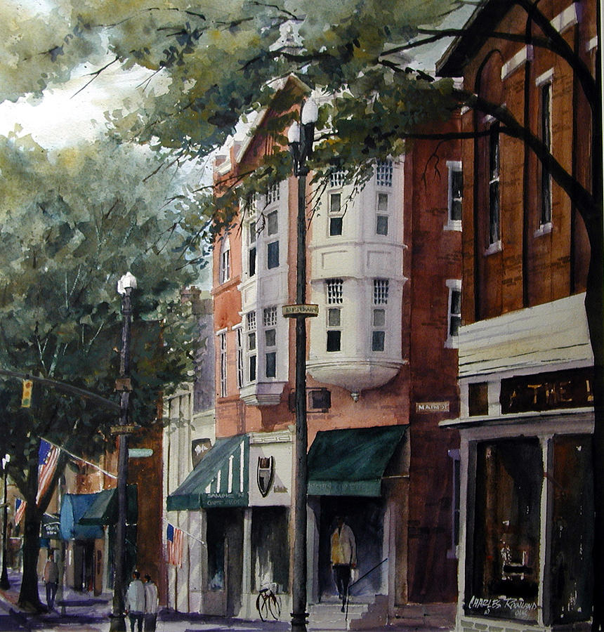 Uptown Westerville, OH - State and Main Painting by Charles Rowland