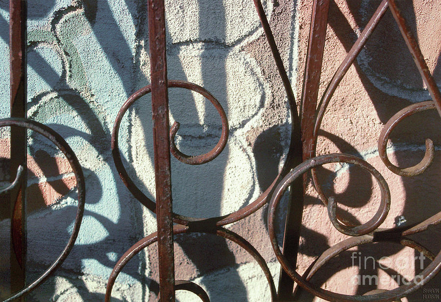 salvage abstract photography - Wrought Iron and Shadows Photograph by Sharon Hudson