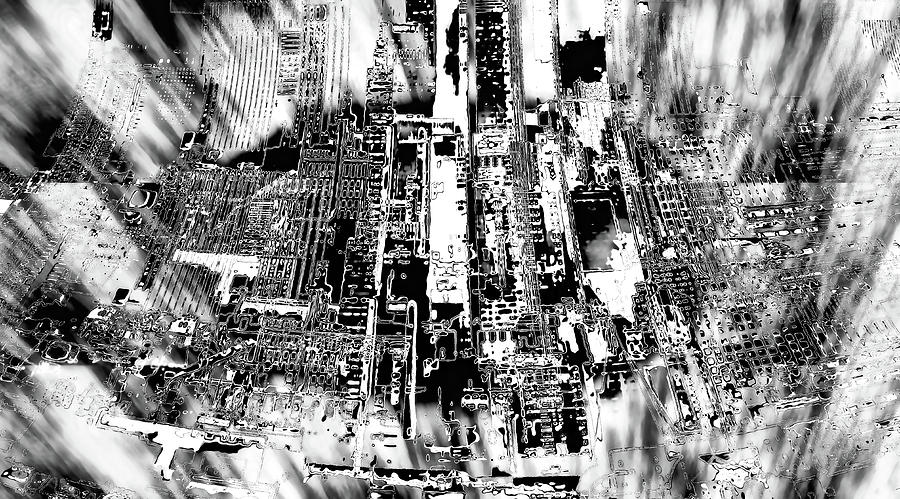 Abstract Black And White Digital Art - Urban Generation by Kellice Swaggerty
