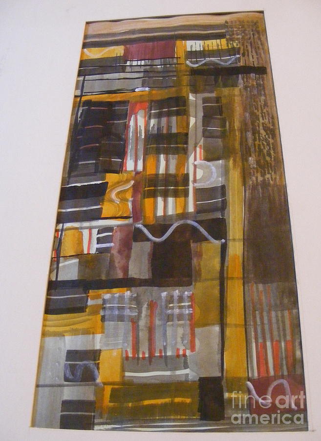 Yellow And Gray Painting - A World of Rectangles by Nancy Kane Chapman