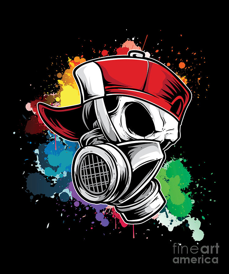 Urban Hip Hop Paint Splatter Spray Paint Graffiti Artist Gas Mask Street Art Thomas Larch 