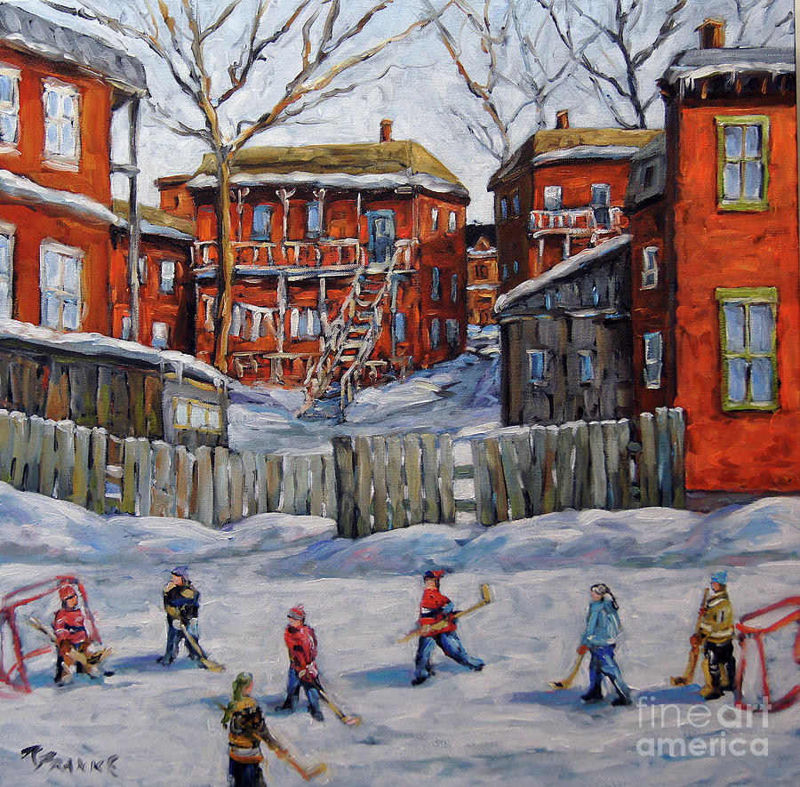 Winter Painting - Urban Hockey Kids by Prankearts by Richard T Pranke