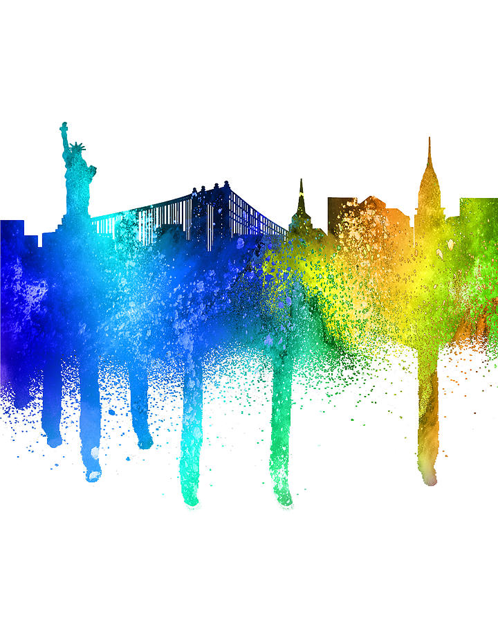 Urban New York City Graphic Tee Graffiti Spray Paint New York City Skyline Painting by Tony Rubino