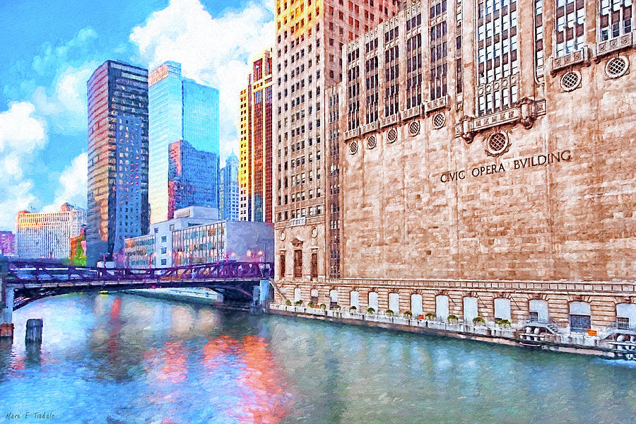 Chicago Mixed Media - Urban River Valleys - Chicago River by Mark E Tisdale