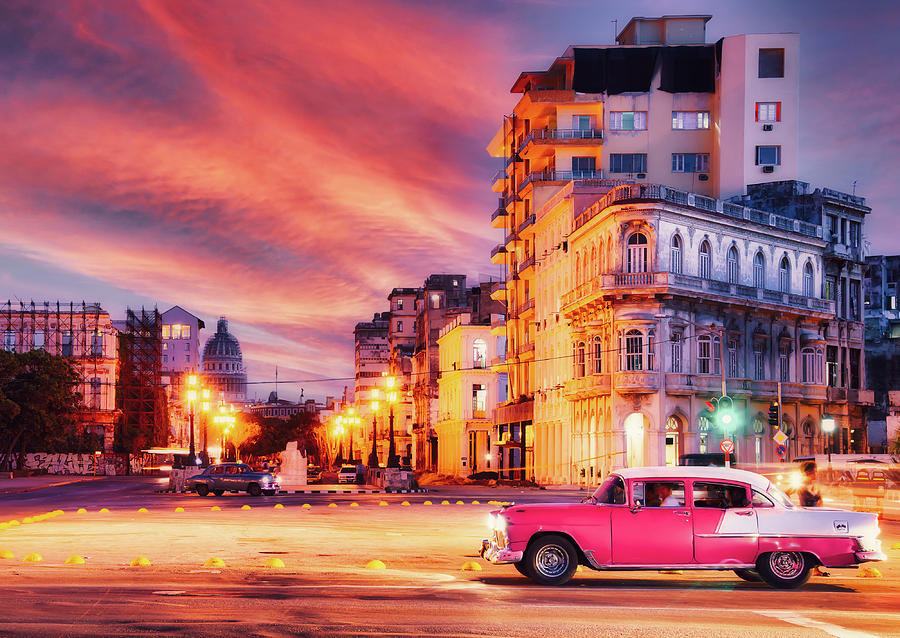 Urban scene at sunset in Old Havana Photograph by Karel Miragaya