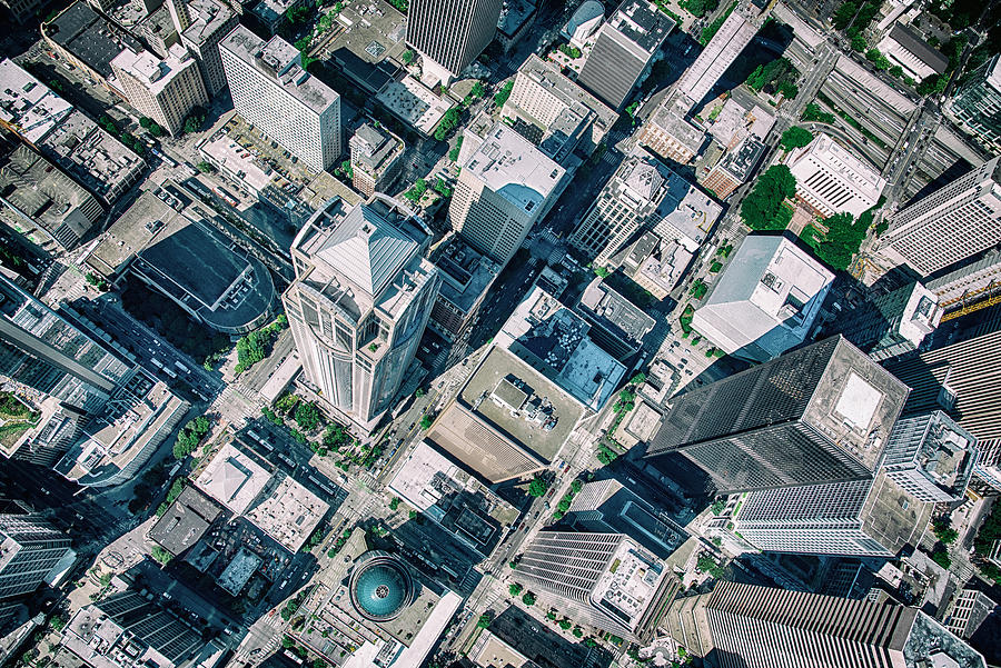 Urban Skyscrapers from Above Photograph by Art Wager