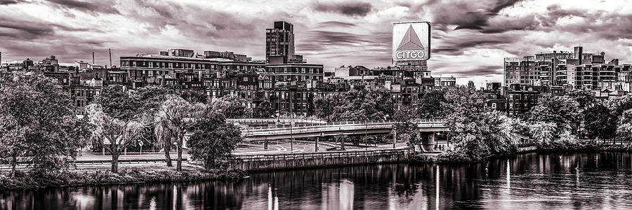 Urban Vintage Oasis - A Panoramic View of Kenmore Square And The Charles River Photograph by Gregory Ballos
