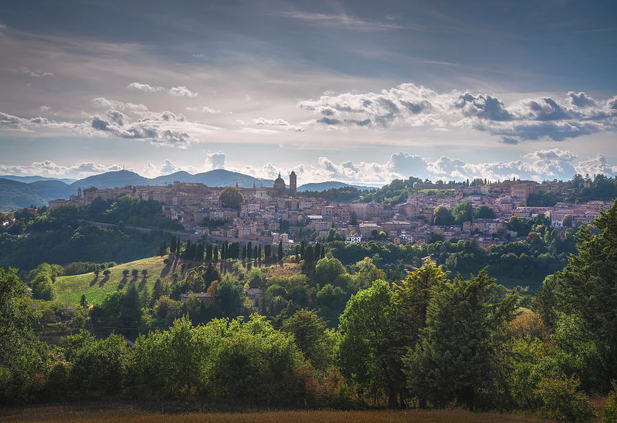 Urbino city skyline in a cloudy afternoon.. Italy Photograph by Stefano Orazzini
