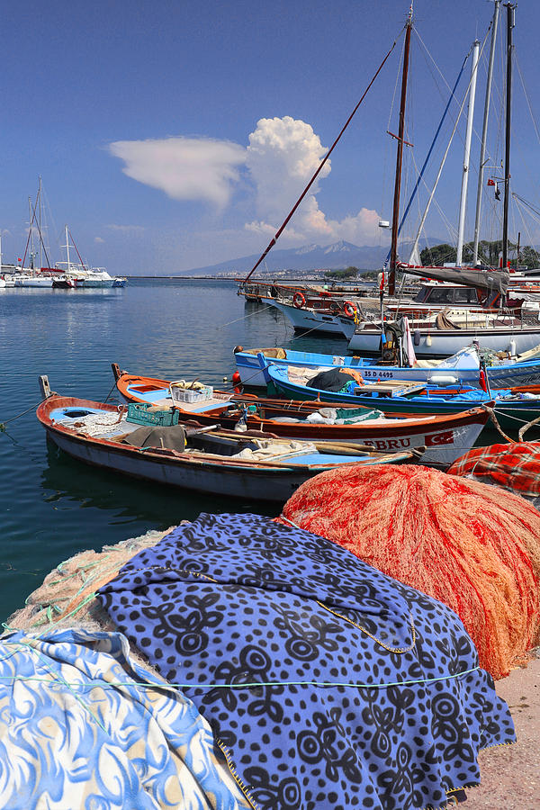 Urla village small port and boats, Izmir Turkey Photograph by Izzet Keribar