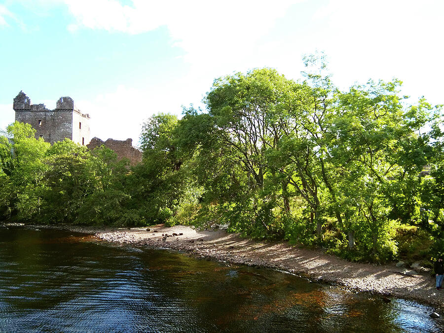 Nature Photograph - Urquhart Castle and the Trees by Rebecca Harman