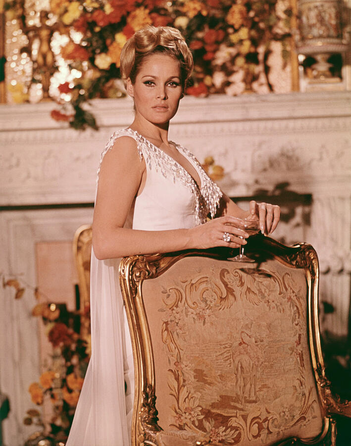 Ursula Andress Elegant Blue Max White Dress Luxury Vintage Portrait