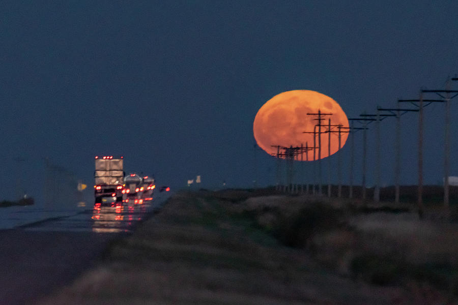 US-50 Moonrise Photograph by Steve Ferro