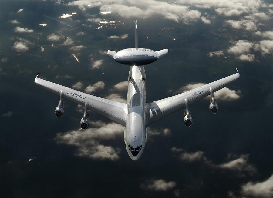 U.S. Air Force Boeing E-3C AWACS Mixed Media by Erik Simonsen