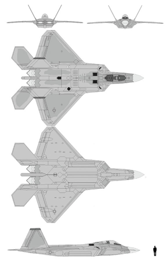 Future of Flight F-22 Raptor Schematic Design T-Shirt-Large-Black