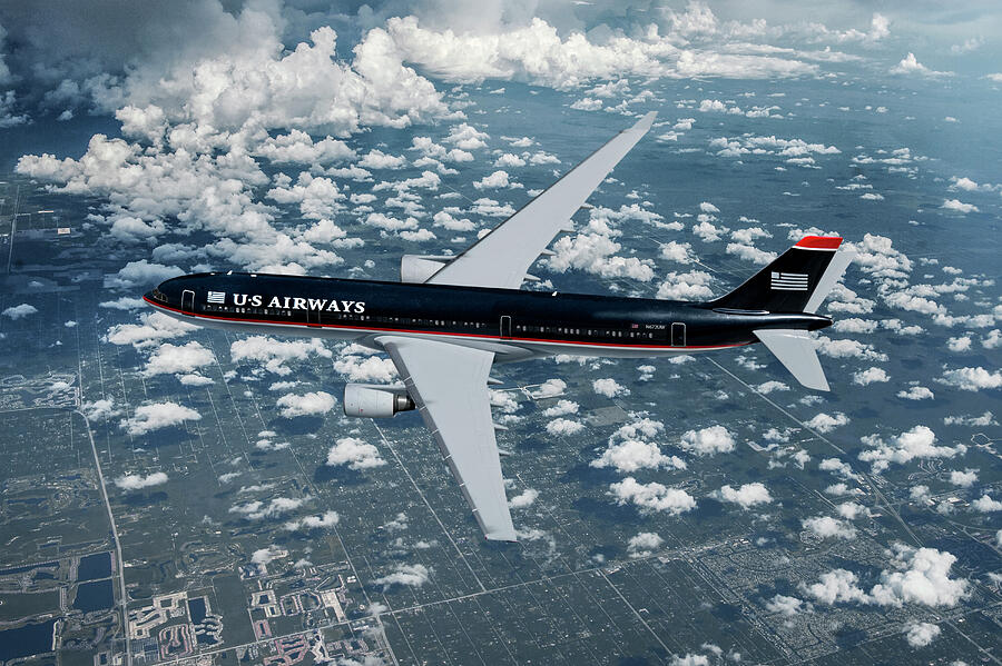 US Airways A330-323 Digital Art by Erik Simonsen