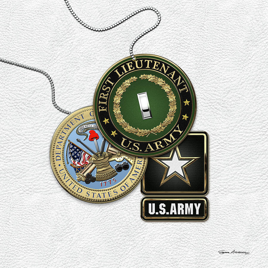 U.S. Army First Lieutenant - 1LT Rank Insignia with Army Seal and Logo ...