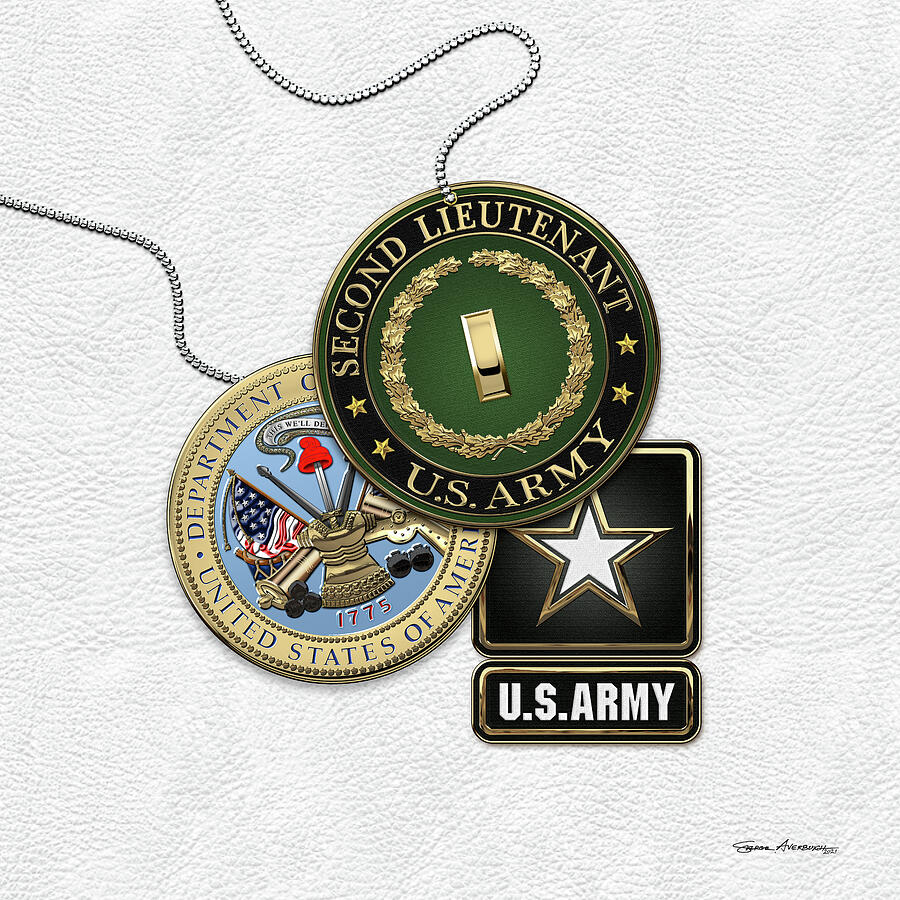 U.S. Army Second Lieutenant - 2LT Rank Insignia with Army Seal and Logo ...