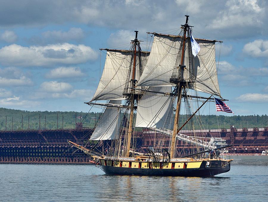 U.S. Brig Niagara at Two Harbors Ore Docks Photograph by Roxanne Distad