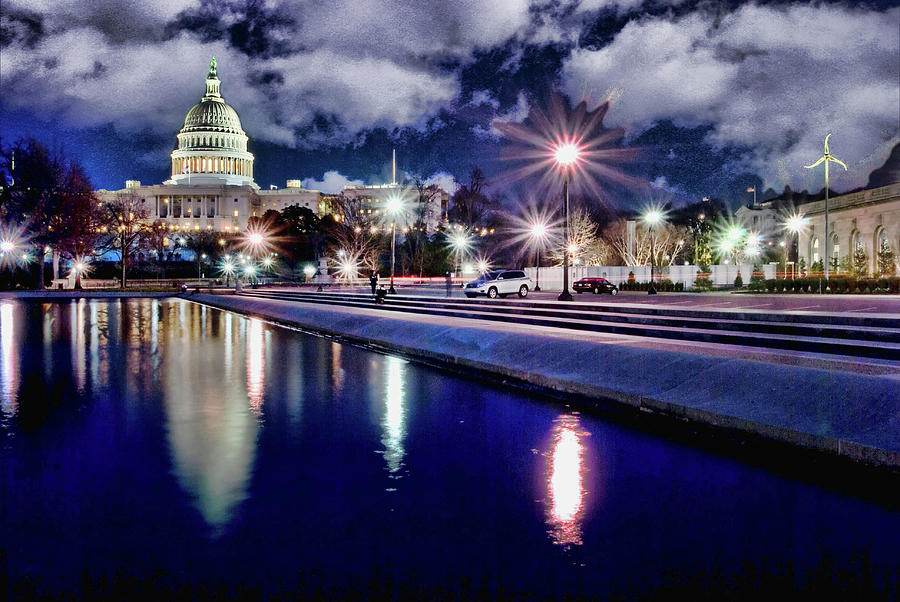 US Capitol at twilight with clouds Photograph by Bill Jonscher