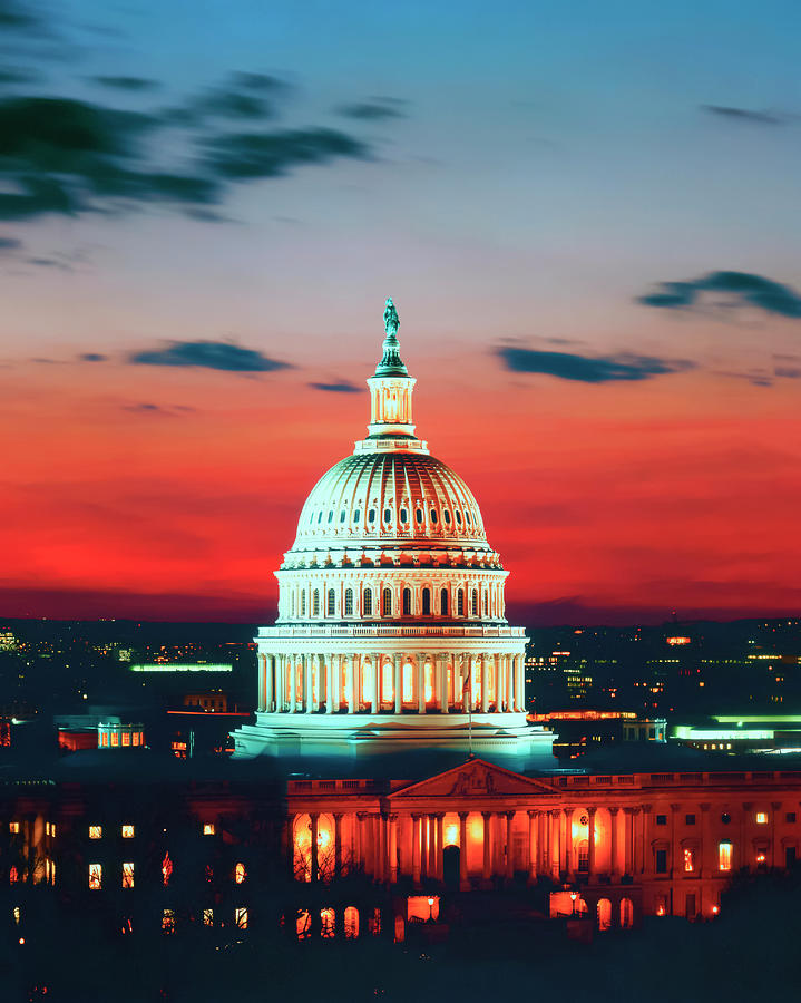 Architecture Photograph - U.S. Capitol by Mango Art